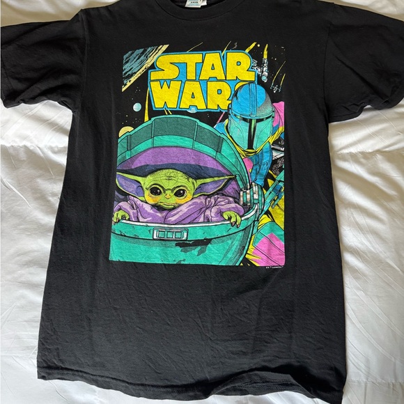 Star Wars Tops - Star Wars Black Tee with Yellow and Blue Graphic